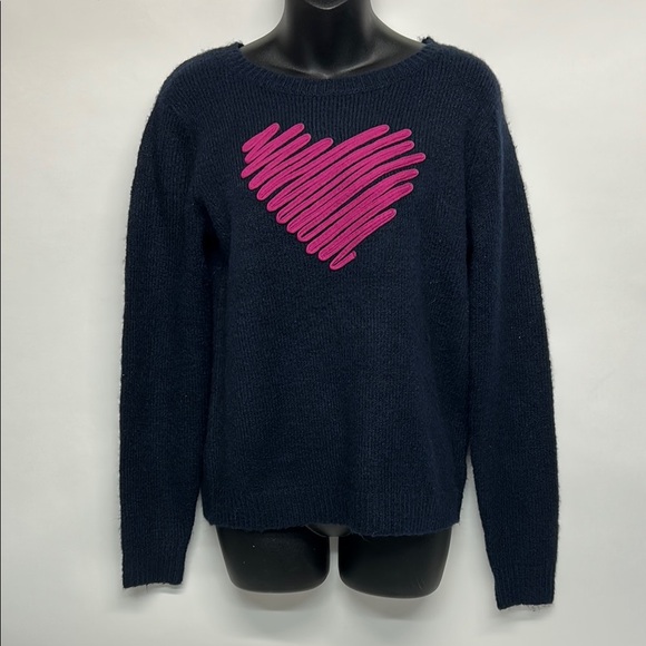 Women's Navy Sweater Pink Heart cupcakes, and cashmere‘s size ax Valentine’s Day - Picture 1 of 6